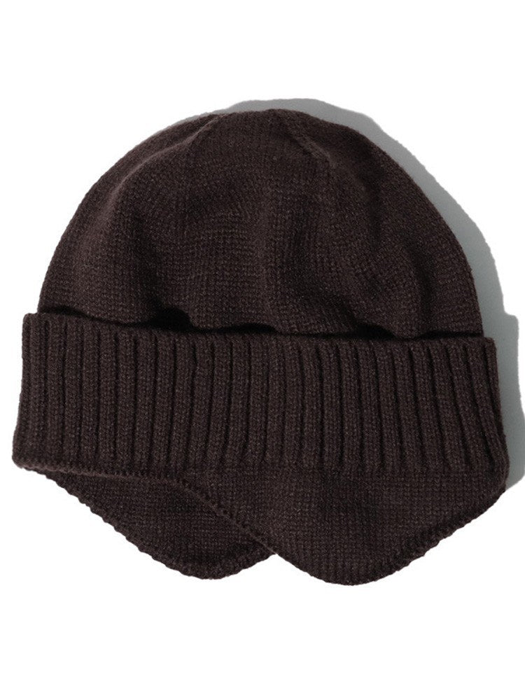 Men Women Winter Knitted Hat Warm Fleece Earflaps Windproof Outdoor Sport Cycling Beanie Hat