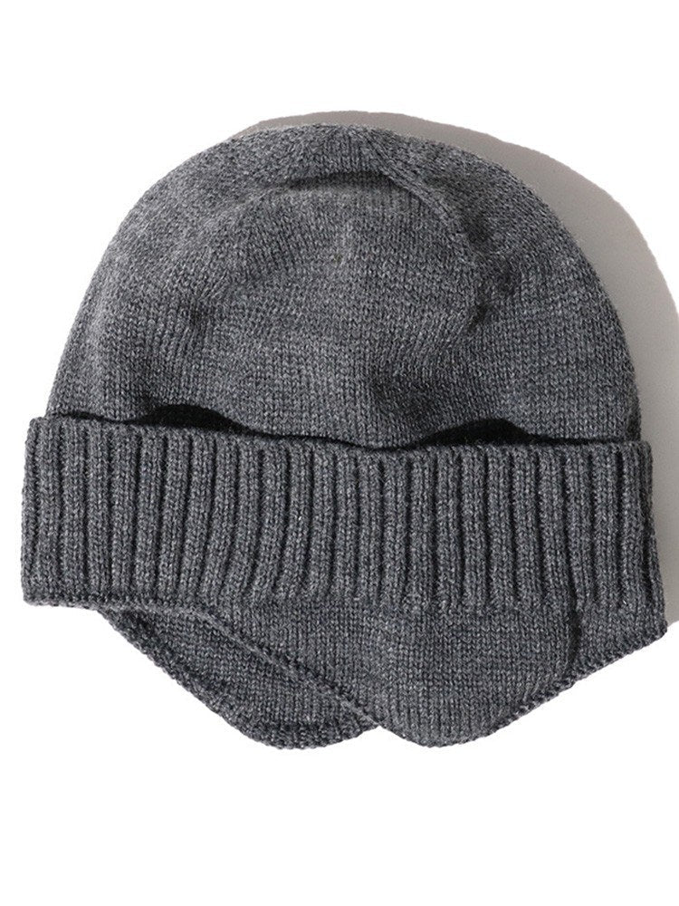 Men Women Winter Knitted Hat Warm Fleece Earflaps Windproof Outdoor Sport Cycling Beanie Hat