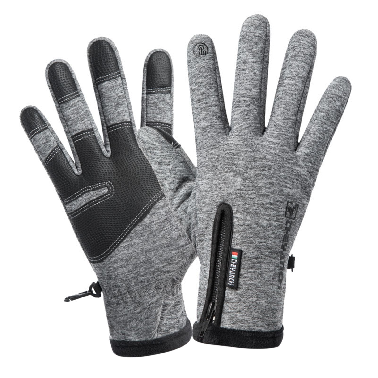 Winter Glove Warm Plush Lining N-on-slip Touching Screen with Zipper For Sport Bike Riding