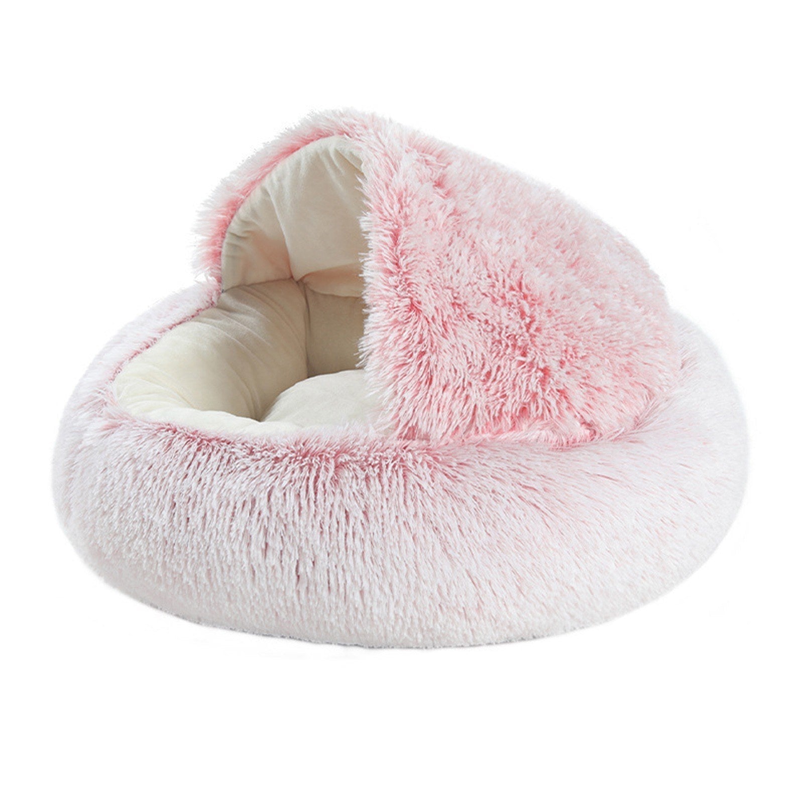 2-in-1 Round Plush Pet Cat Dog Sofa BedWinter Warm Pet Cat Small Dog Sleeping Nest Cute Fluffy Soft Nest Non Slip Bottom Bed