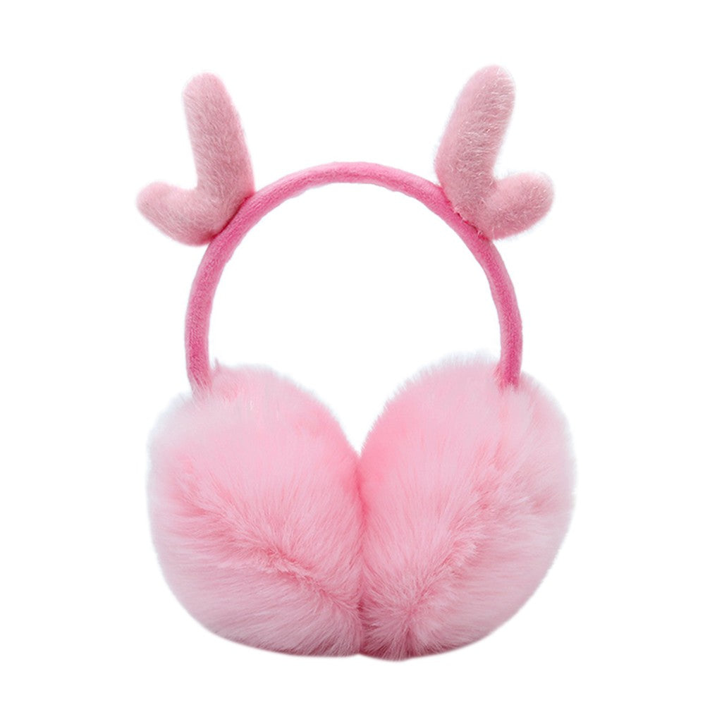 Cute Fashion Antlers Earmuffs Outdoor Winter WarmSoft Plush Earwarmer Adjustable Headband Ears Muff for Women Girls
