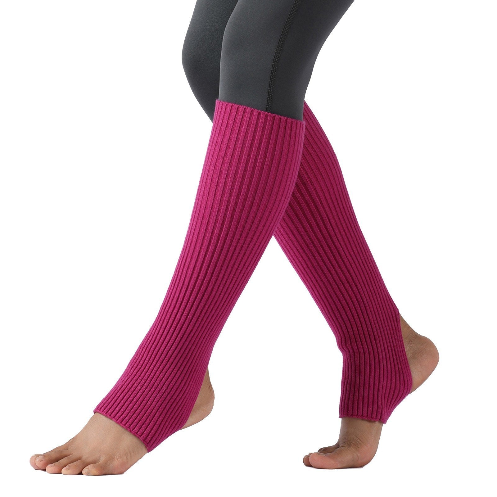 Women Stockings Open Heel Knee High Leg Warmers Ribbed Knit for Yoga Ballet Dancing Lounging