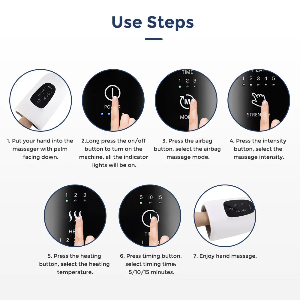 Wireless Electric Hand Massager with Air Compression, Hot Compress for Arthritis and Muscle Relaxation