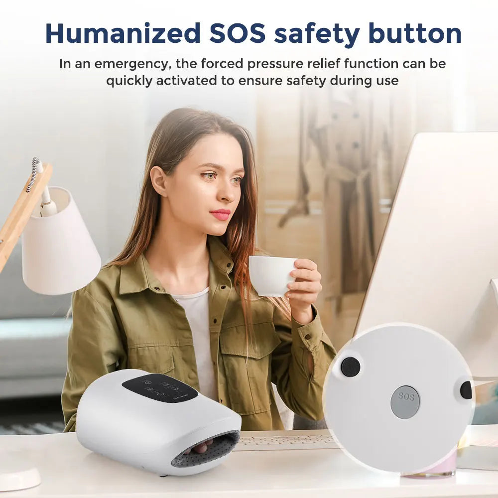 Wireless Electric Hand Massager with Air Compression, Hot Compress for Arthritis and Muscle Relaxation
