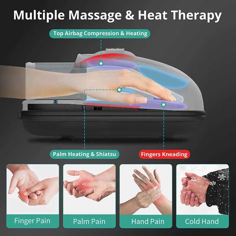 Wireless Electric Hand Massager with Air Compression, Hot Compress for Arthritis and Muscle Relaxation
