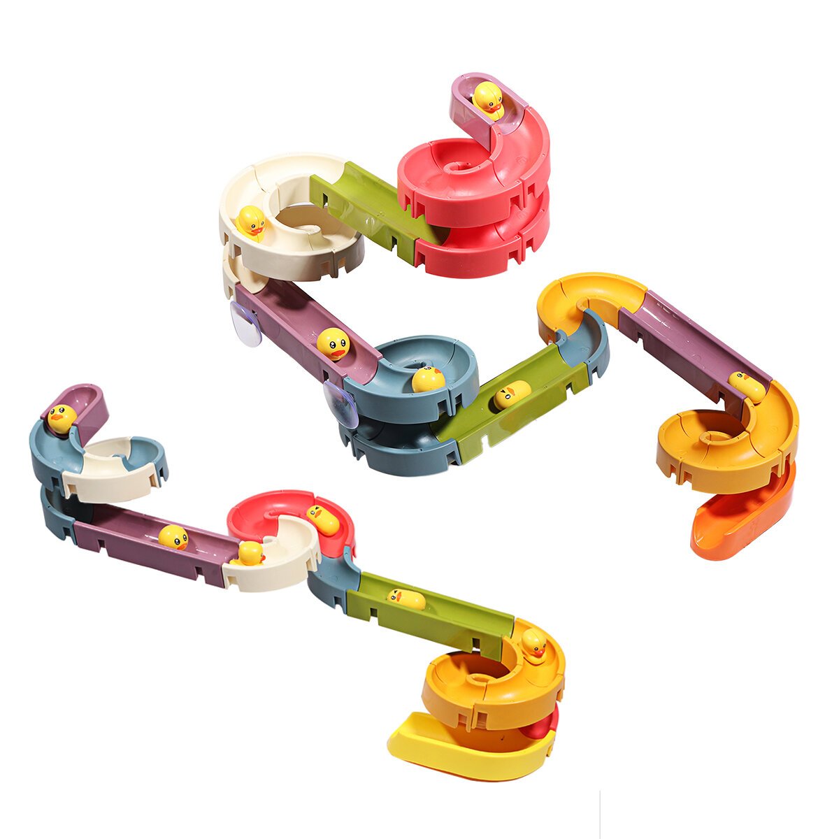 Rich Color Baby Bathroom Duck Play Water Track Slideway Game DIY Assembly Puzzle Early Education Set Toy for Kids Gift