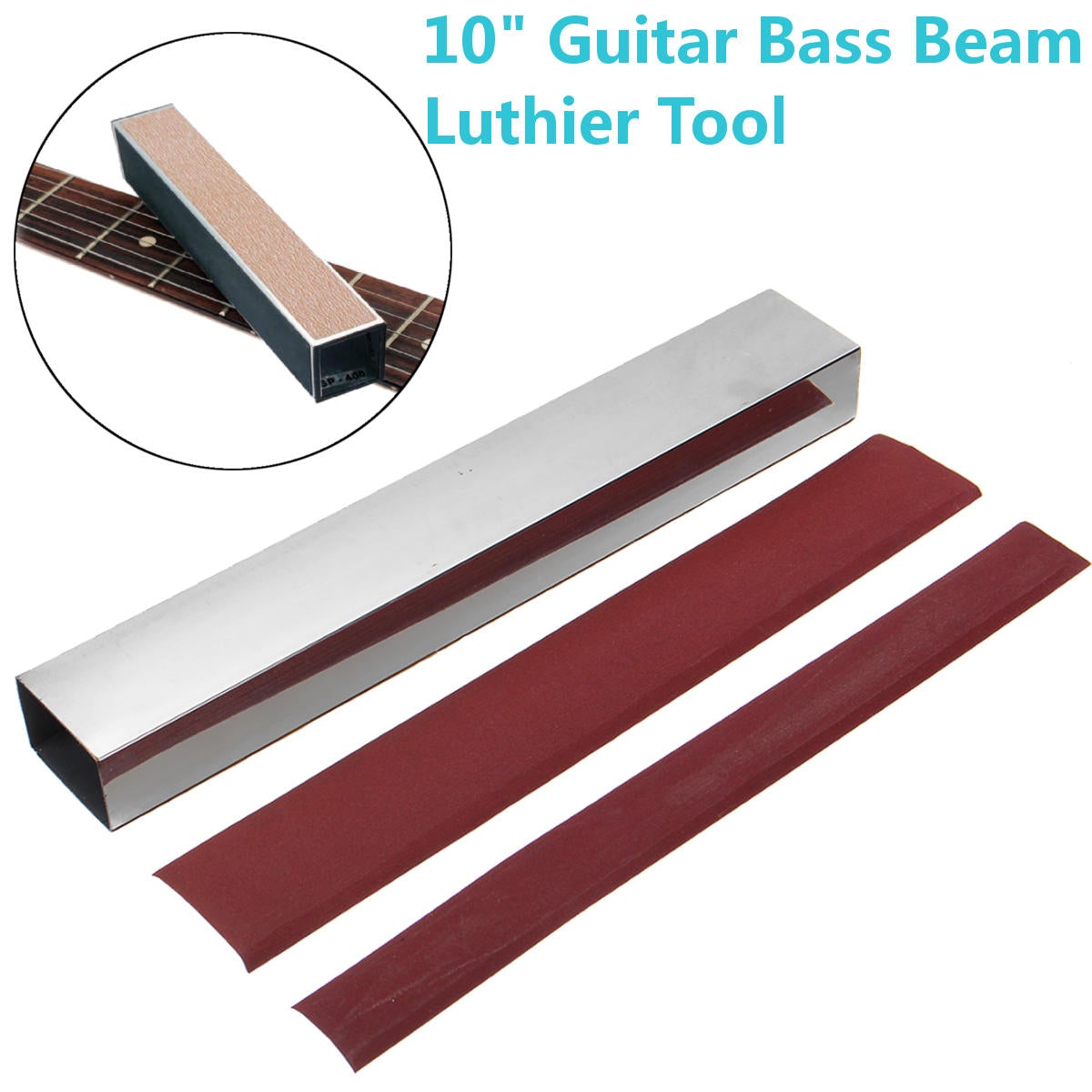 10 Inch Guitar Bass Fret Leveling File Aluminum Beam Luthier Tool with Sanding Paper