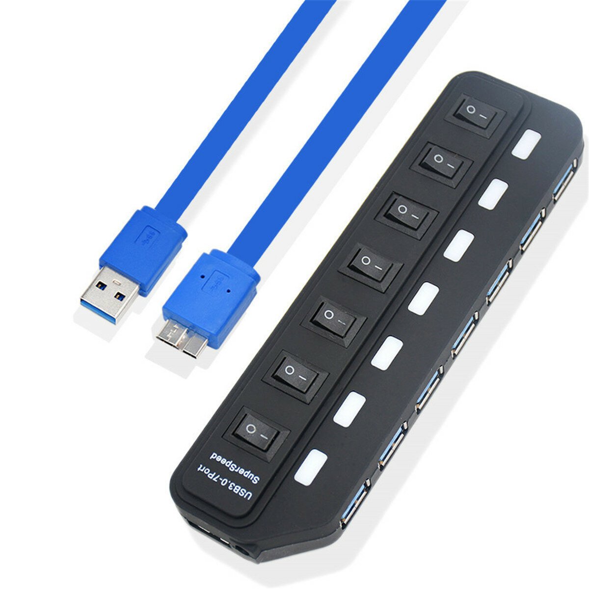 7 Port USB 3.0 Hub 5Gbps Data Transmission 2.4A Current Output Docking Station