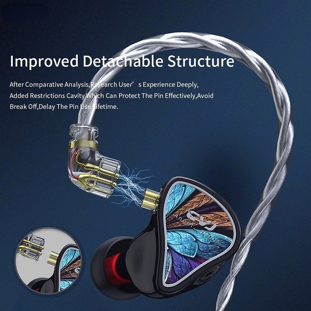 Angel Wing 3.5mm Wired Earphones Electrostatic Dynamic Balanced HiFi Monitor Sport Music Earphone Headphones