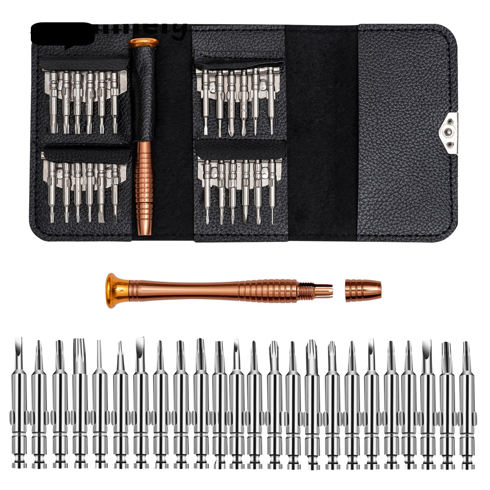 Leather Case 25 In 1 Torx Screwdriver Set Mobile Phone Repair Kit Multi / Hand Tools For Iphone Watch Tablet PC 2018 (Black) - JustgreenBox