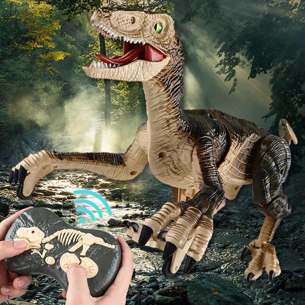 2.4G 5 Channel Remote Control Raptor Velociraptor Dinosaur Model with Sound and Light Toys Childrens Gifts