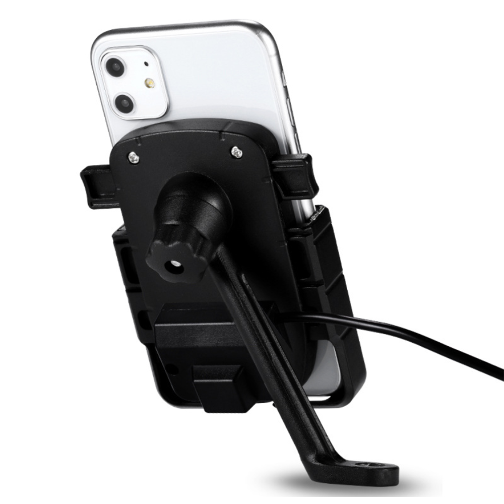 12V-80V Mobile Phone Navigation Support USB Charger Holder Aluminium Alloy Waterproof Electric Scooter Motorcycle Handlebar Mount Clip Bracket Universal