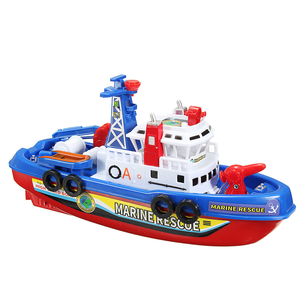 Kids Electric Fireboat Toy Children Rescue Water Spray Light Music Baby Bath Toy Boys&Girls Gift