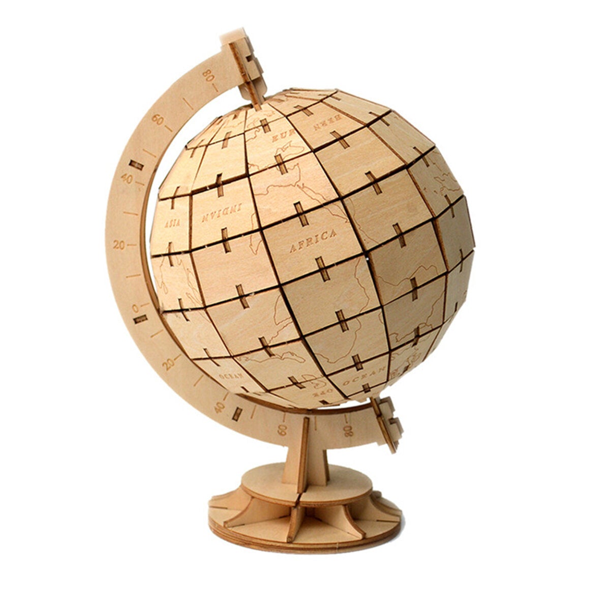 3D Wooden Globe Puzzle Blocks Assembly DIY Model Toys Wood Craft Desk Decor
