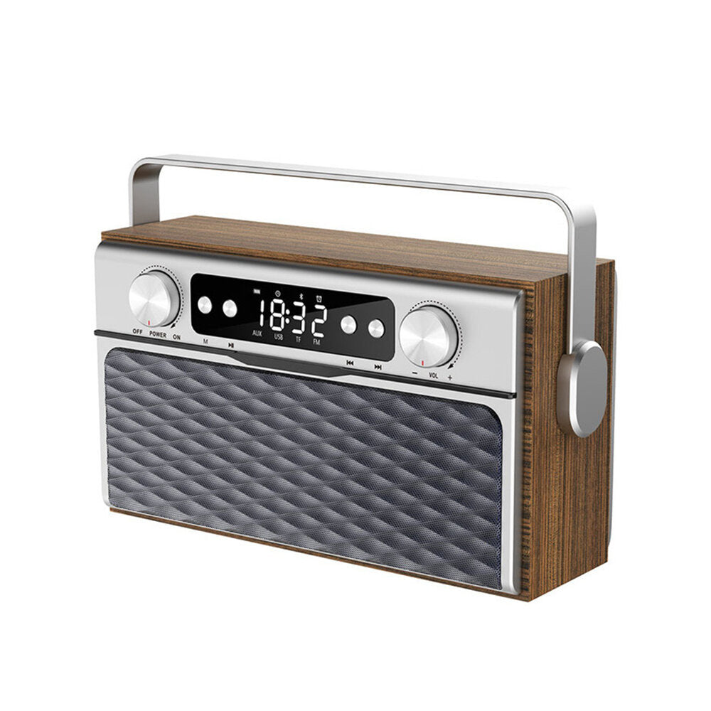 Wireless bluetooth Speaker Alarm Clock Wooden Portable Retro Bass Sound Speaker Support FM Radio Card Slot Subwoofer