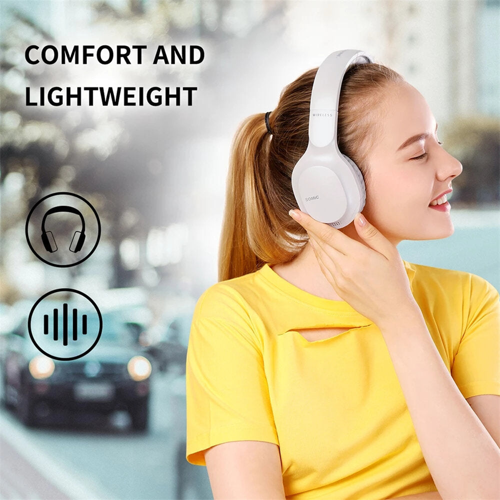 Wireless bluetooth Headphones CVC8.0 Noise Reduction 40MM Drivers AUX-In 1000mAh Adjustable Head-Mounted Sports Music Headset with Mic