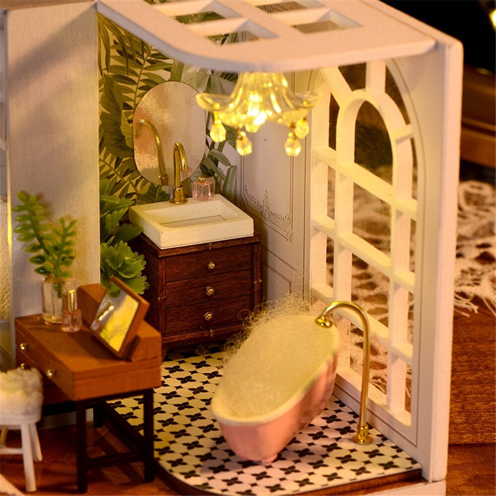 Lazy Daily Doll House 1:32 Miniature Landscape Home Creative Gifts WIth Dust Cover and Furniture