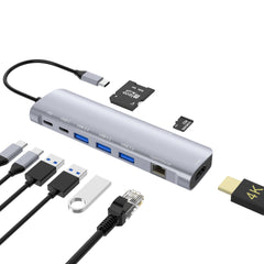 9 in 1 USB-C Hub Docking Station Adapter with USB3.0*3 USB-C Data Transfer 100W USB-C PD 4K 30HZ HD Display Video Output