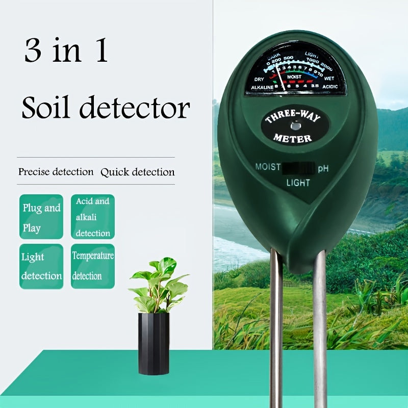 3 In1 Soil PH Meter Garden Plants Flowers Moisture Sunlight Tester