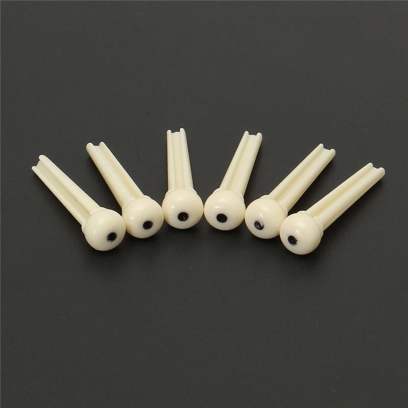 6 Pcs Guitar Bridge Pins Plastic String End Peg for Acoustic Guitar Replacement