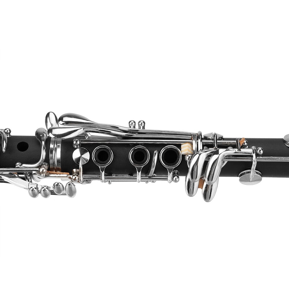 Professional B Tune Clarinet Wood Body Brass Nickel Plated Key with Box