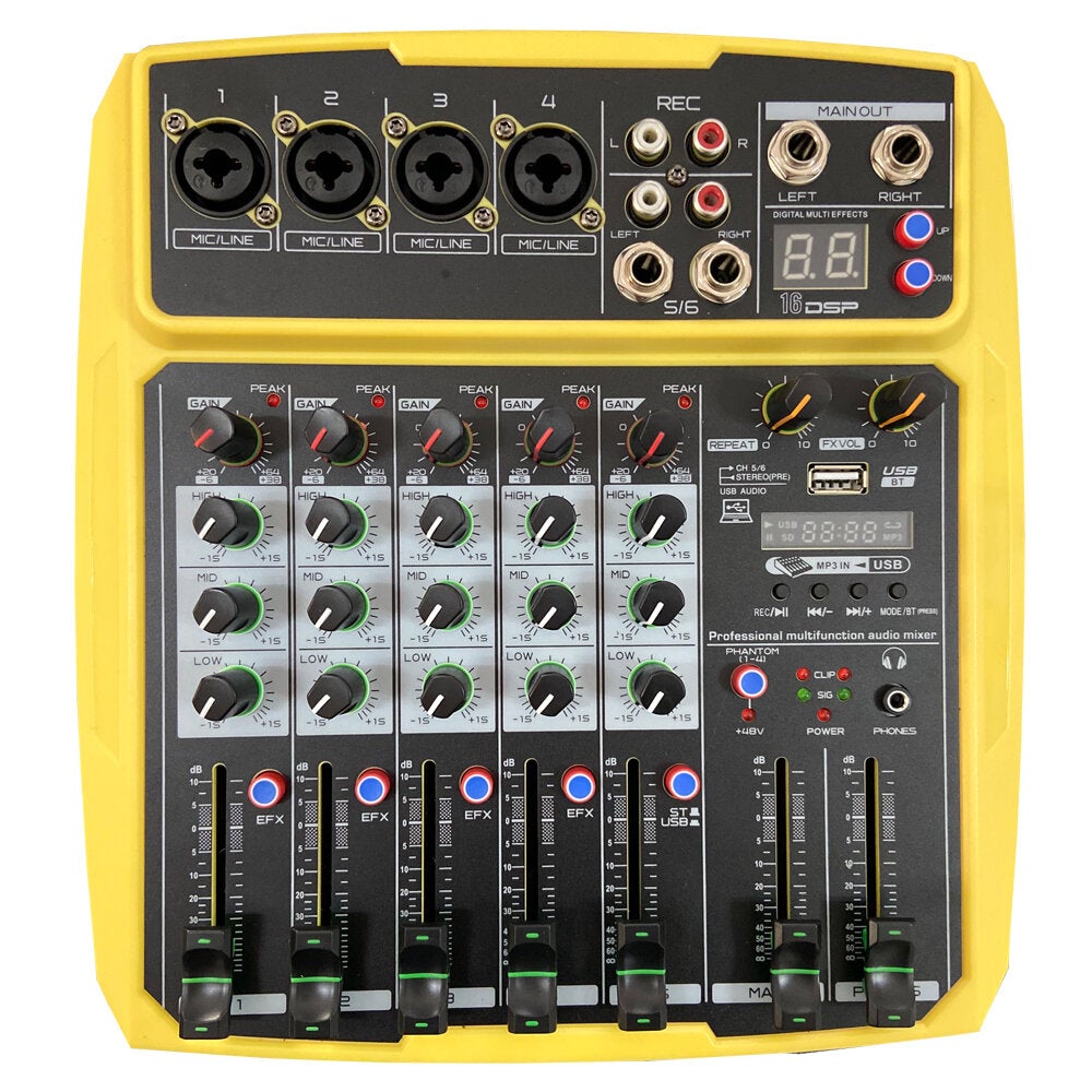 Mini 4 Channel 16 DSP Effect USB Delay and Repeat Efferts Audio Mixer Console With Volume Contrl