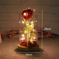 Red Forever Rose Glowing Flower Immortal Fresh Rose in Glass Mothers day Decoration Toys