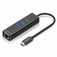 3 Ethernet RJ45 USB 3.0 HUB Type-C to 3 Port USB Gigabit Adapter for laptop