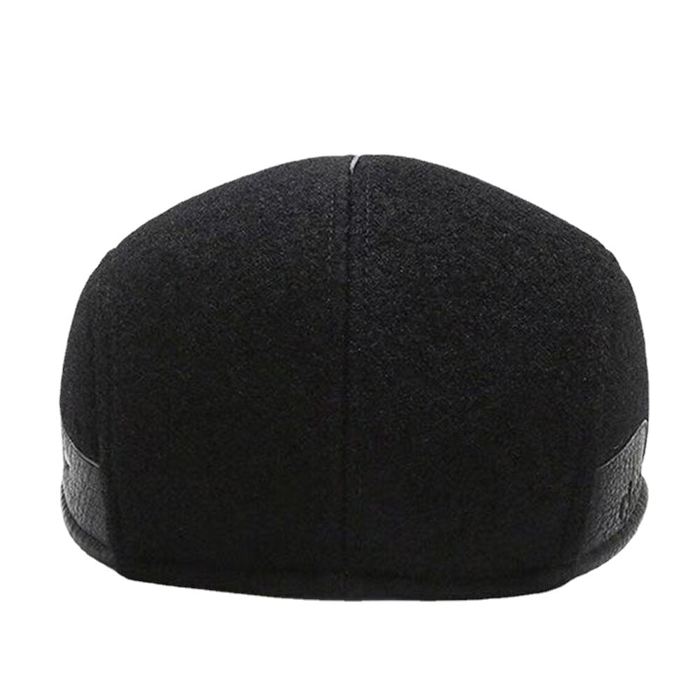 Men Newsboy Hats Outdoor Cashmere Woolen Ear Protection Windproof Warm Berets Cabbie Hat