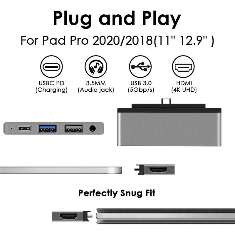 5-in-1 USB-C HUB Docking Station Adapter With 4K HDMI PD 60W Power Delivery USB3.0 5Gbps Data Transmission