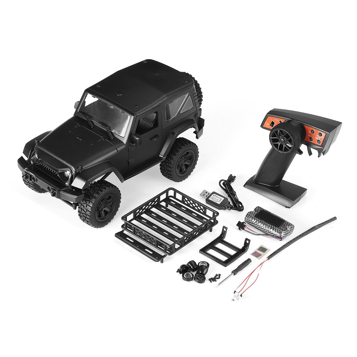 2.4Ghz 4WD RC Car For Jeep Off-Road Vehicles With LED Light Climbing Truck RTR Model Two Battery