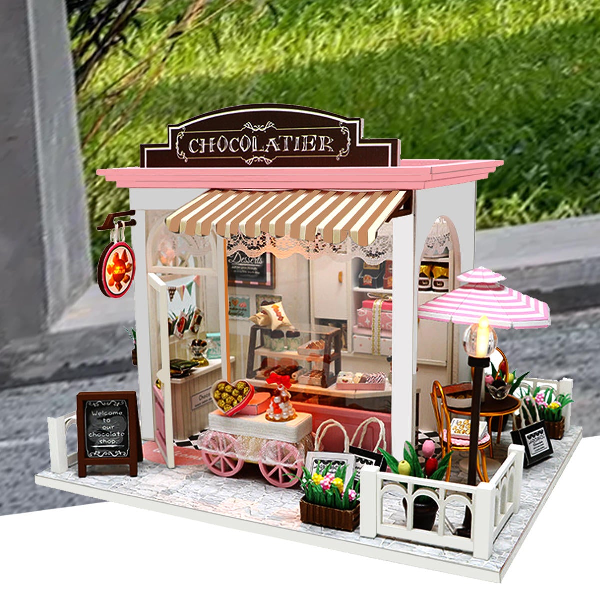 LED Wood DIY Cocoa's Whimsy Assemble Doll House with Sound Light Model Toy