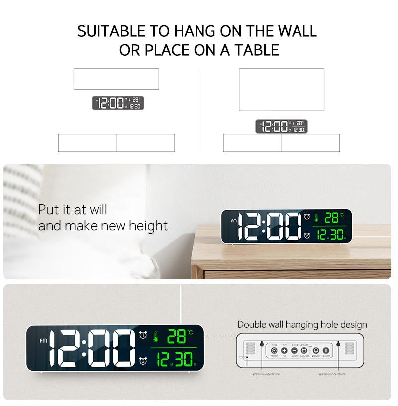 3D Music Dual Alarm Clock With Thermometer and Temperature HD LED Display