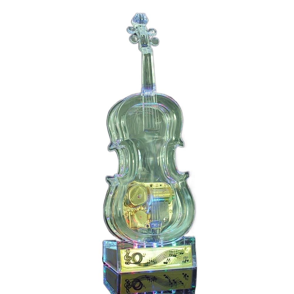 Mechanical Wind-up Violin Shape Music Box Without light