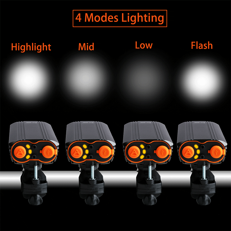 1200LM 150° Large Floodlight 6000mAh Battery 4 Modes USB Rechargeable Bicycle Headlight