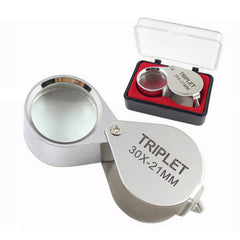 30 Times Metal Folding Portable Jade Coin Antique Jewelry Magnifier 30x21mm