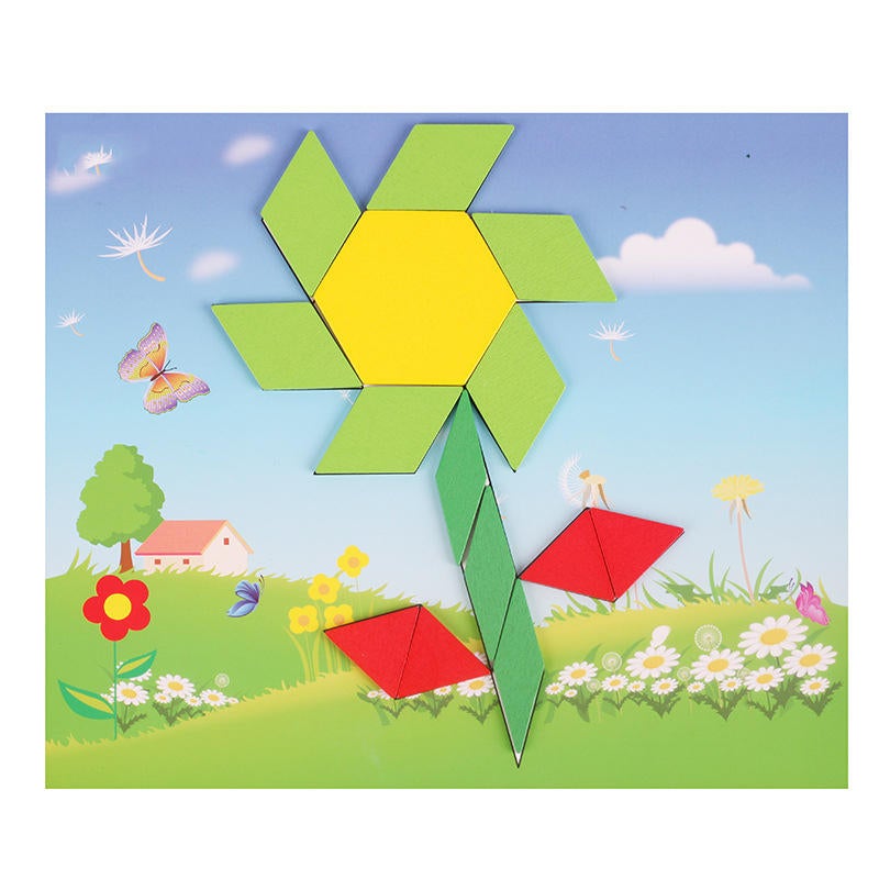 250Pcs Wooden Tangram Geometry Design Brain Training Puzzle Game Educational Toy Baby Child Kid Blocks Toys