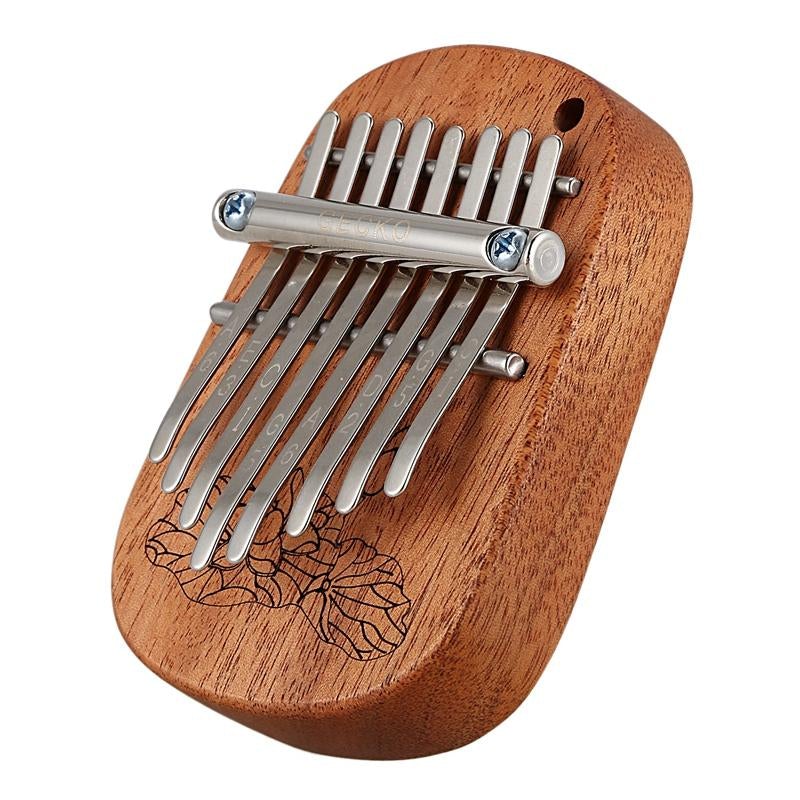 8 Key Camphor/Mahogany Mini Kalimbas Thumb Piano with Tuning Hammer