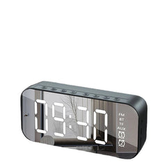 Wireless bluetooth Speaker Mirror Hifi Subwoofer Digital Alarm Clock with FM Function AUX Output