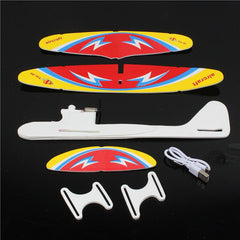 Electric DIY Assembly Foam Hand Throw Airplane Model USB Rechargeable Slewing Outdoor Toy for Kids Gift