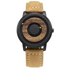 Minimalist Novelty Wood Dial Magnetic Scaleless Belt Natural Forest Fashion Men's Couple Watch