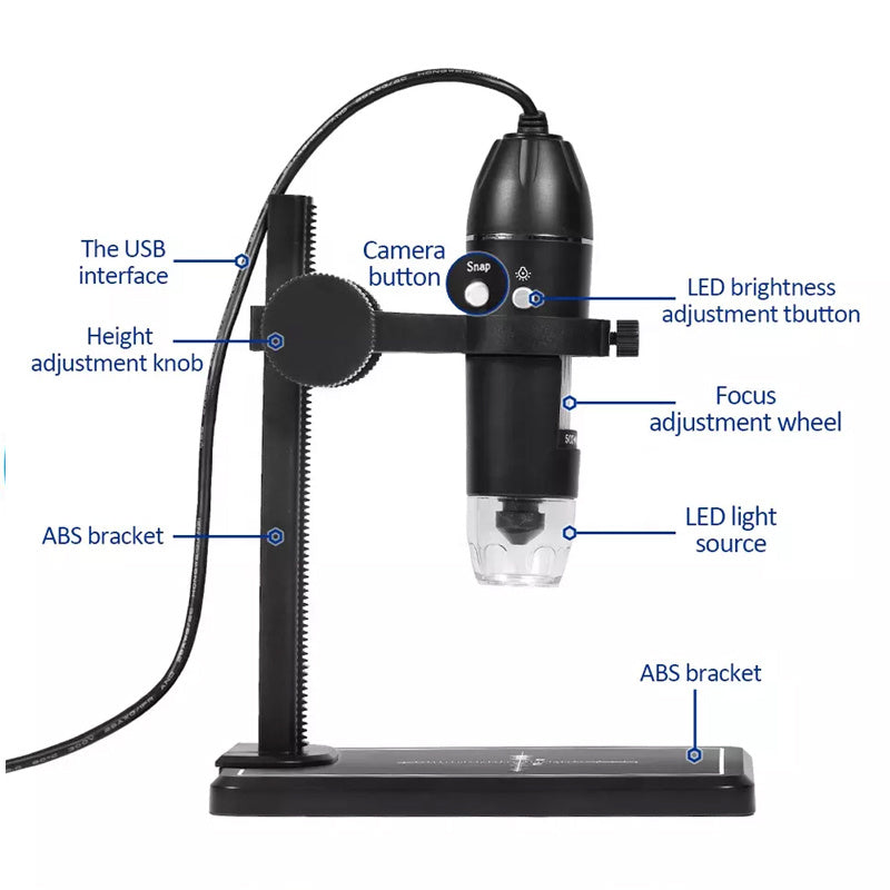 1600X Connection Medical Beauty Industry USB Digital Microscope with LED Magnifier