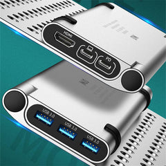 6 In 1 USB Type-C Hub Docking Station Bracket With 4K HD Display 100W USB-C PD3.0 For MacBook Pro