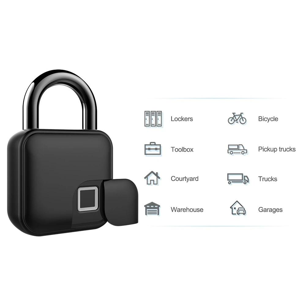 Smart Fingerprint Padlock IP65 Waterproof Anti-Theft Security Door, Luggage, Bicycle Lock