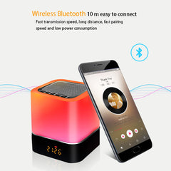 Wireless bluetooth Speaker 5 in 1 HiFi Speaker 7 Color Bedside Lamp Digital Calendar Alarm Clock Touch Control Support TF SD