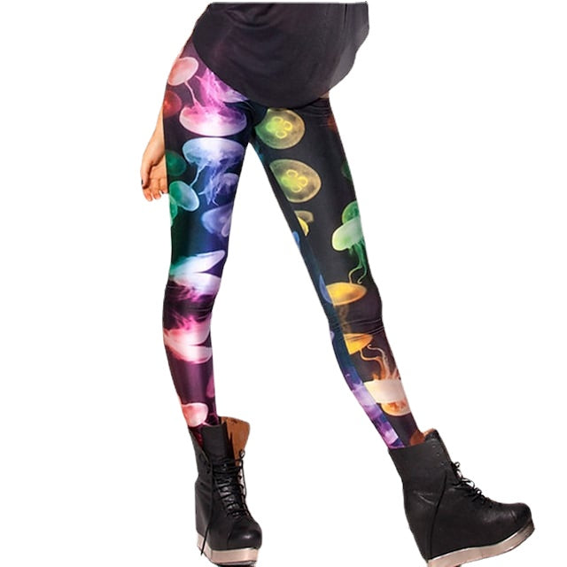 Women's Mid Waist Leggings Yoga Print Stretchy Ankle-Length Comfort Pants