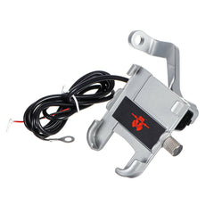 12V 2A Phone Holder USB Charging Aluminum Alloy Motorcycle Handlebar/ Rearview Mirrors Mount Bracket