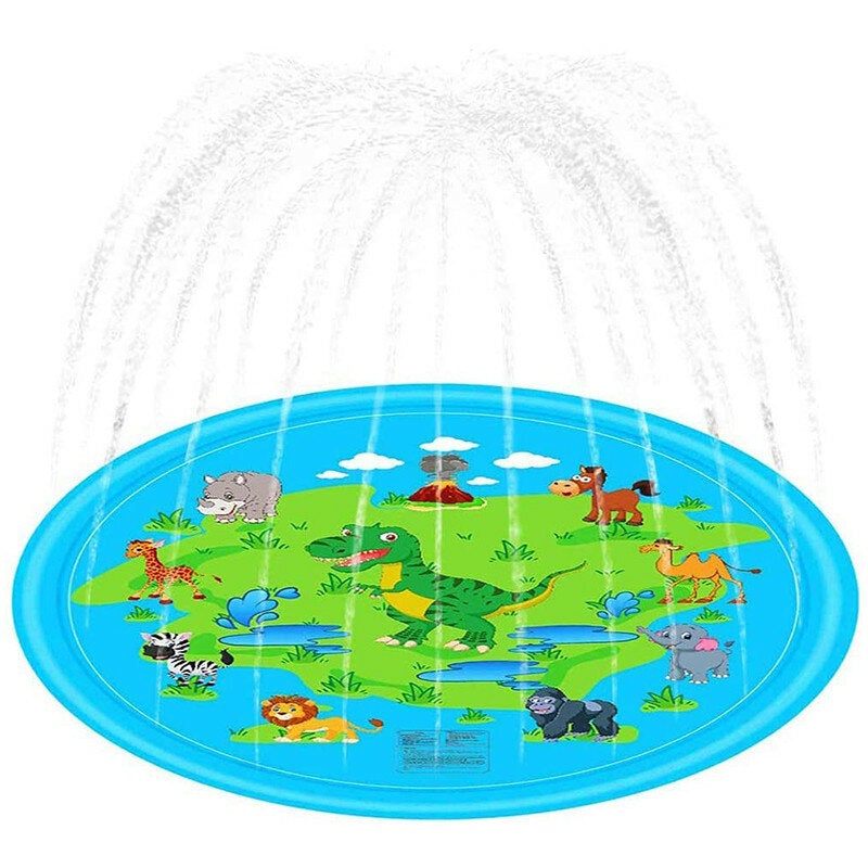 170cm Blue Dinosaur Round Edge Inflatable Water Pad Water Outdoor Toys