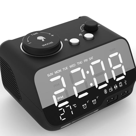 Alarm Clock bluetooth Speaker TF Card U-disk AUX Digital Display FM Radio Bass Subwoofer Sound Wireless Speakers
