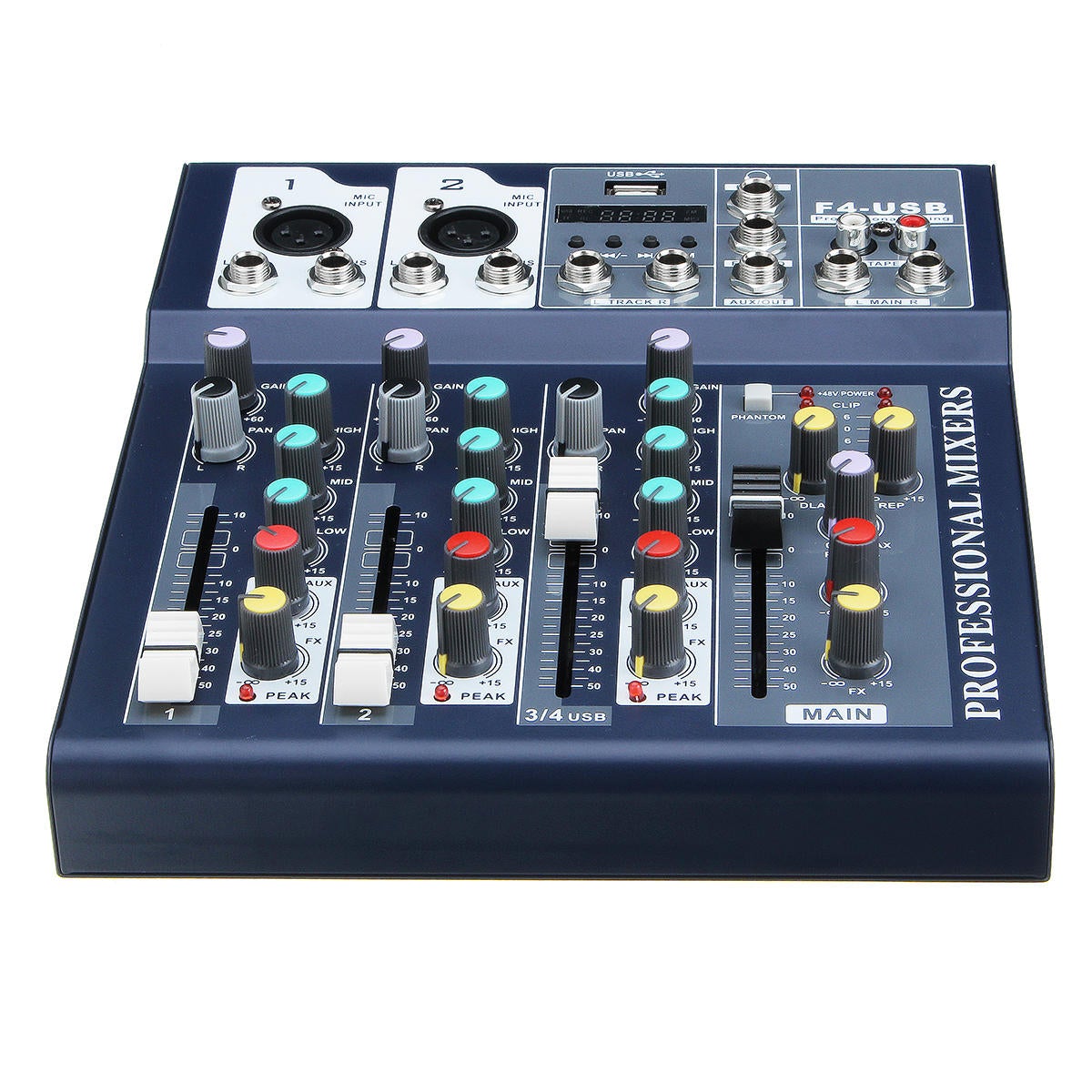 4 Channel USB Bluetooth Audio Mixer with Reverb Effect for Home Karaoke Live Stage Performance 220V